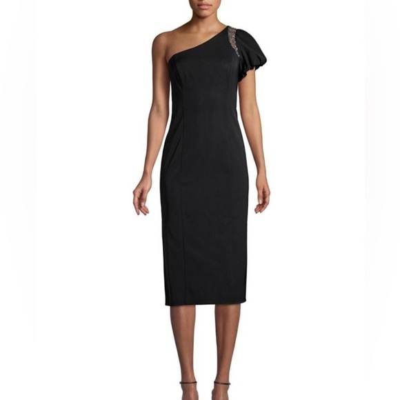 AIDAN MATTOX One-Shoulder Beaded Midi Dress - Picture 9 of 15